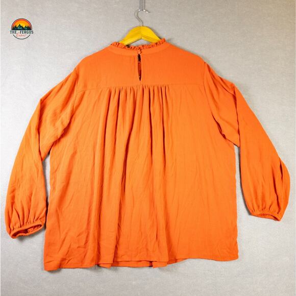 Torrid Blouse Top Orange Crinkle Gauze Embroidered Keyhole Plus Women's Size 2X - Picture 2 of 9